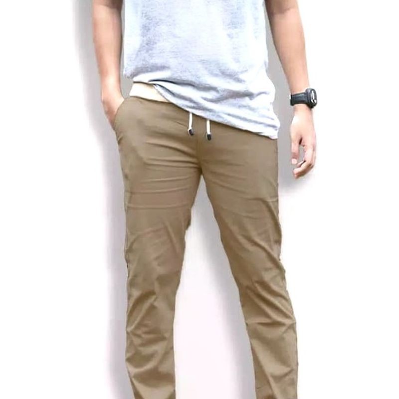 Celana Chino Panjang Pria Model Pinggang Rip Size 27 - 38