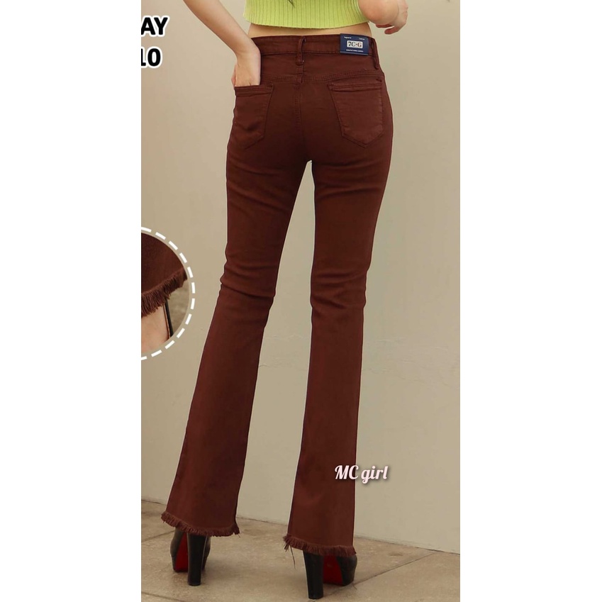 ( Size 27 - 34 ) MC girl - Celana Jeans Premium Cutbray Rawis Wanita Warna Coklat / Boot Cut 7C-G