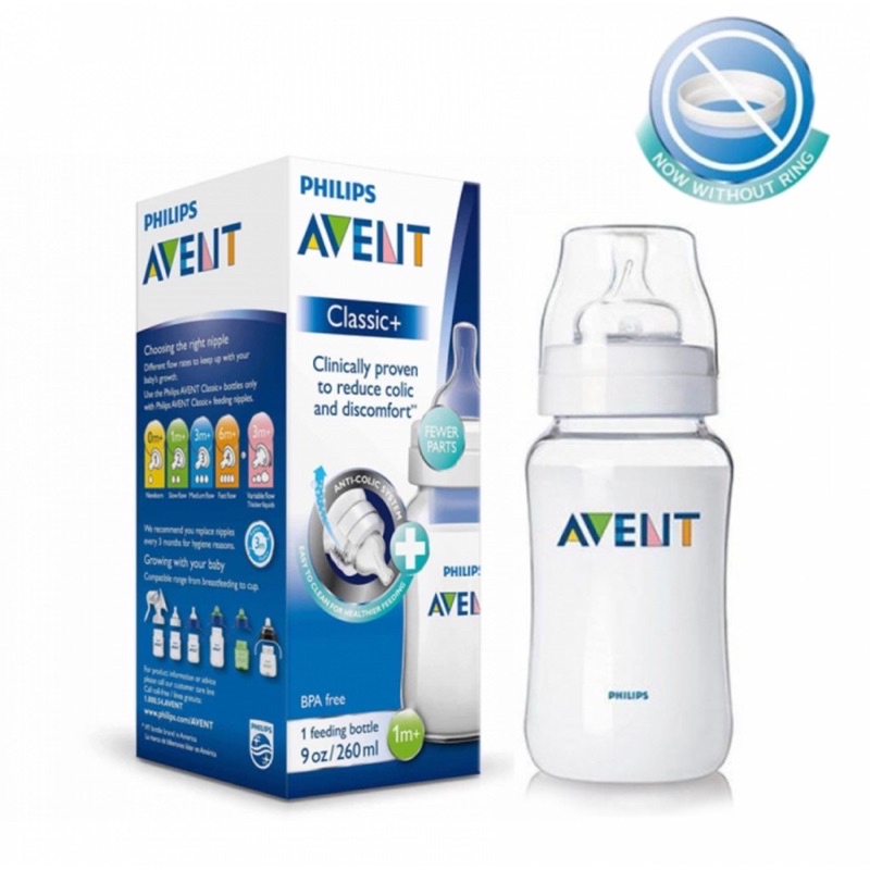 Philips Avent Botol susu Classic+ 125 ml &amp; 260 ml single &amp; twin pack Philip avent classic bottle