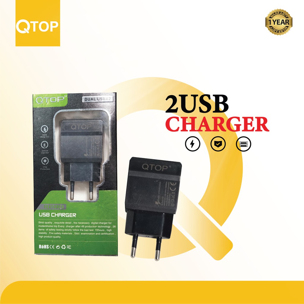 Batok charger QTOP 2output 3.5A Quick Fast Charging [kk]