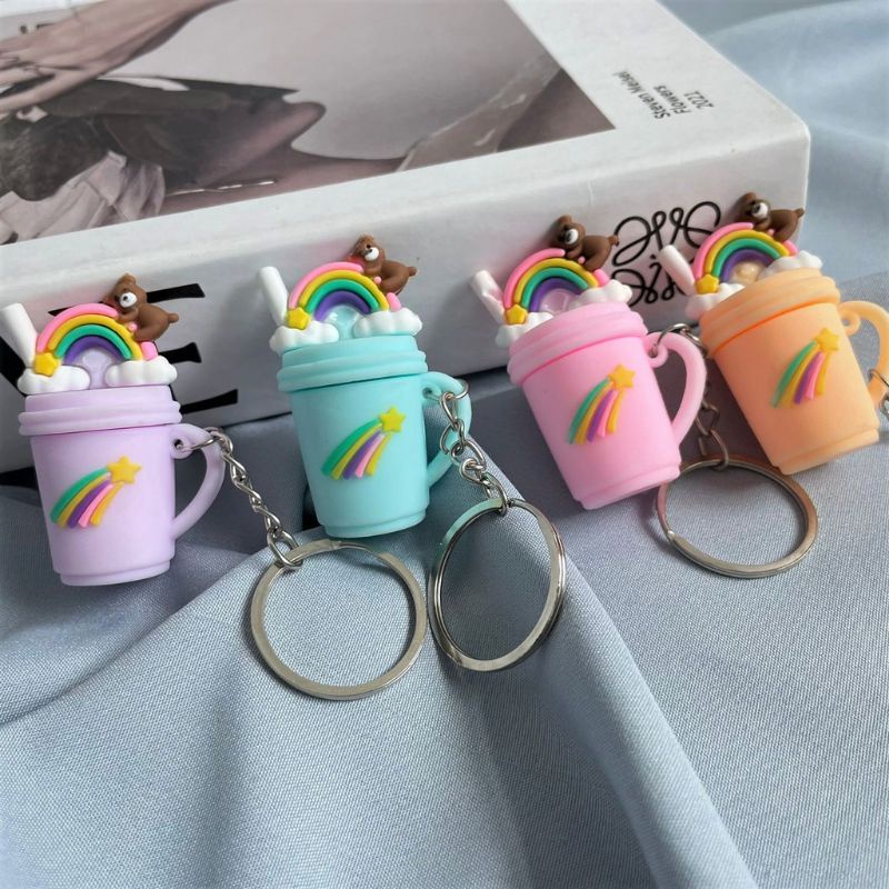 

Gantungan Kunci Lemonade Pelangi Cream Beruang Lucu Stationery Unik