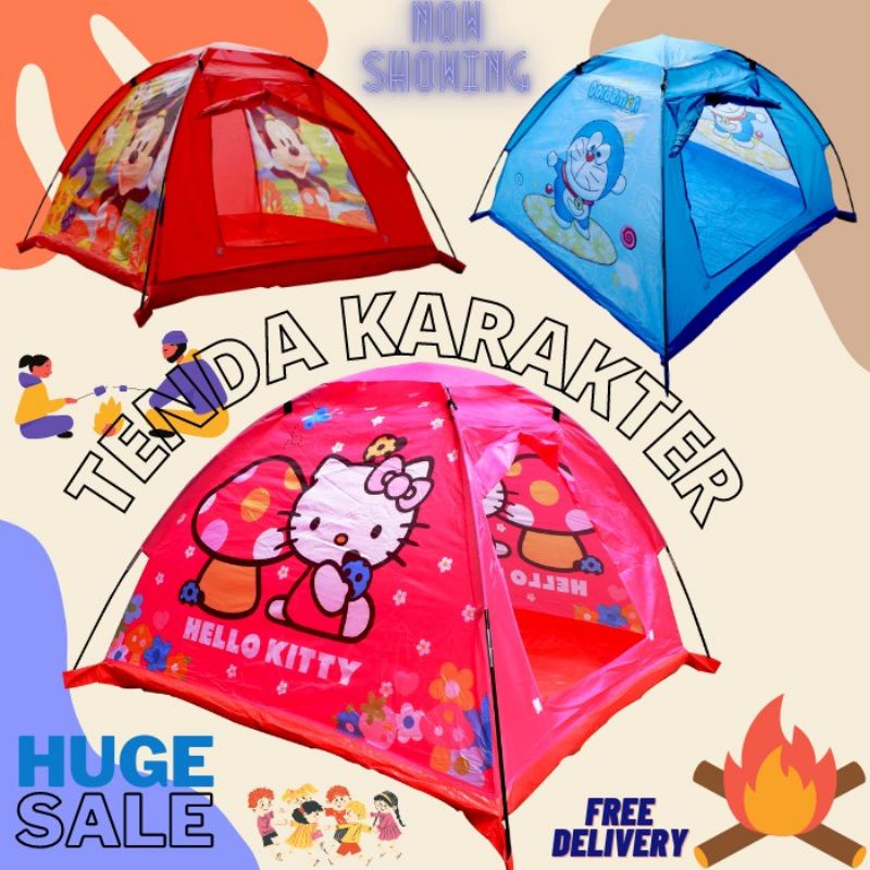 Tenda Mainan Anak Rumah Rumahan Karakter Hellokitty/Doraemon/Mickey Mouse Tenda Murah Anak