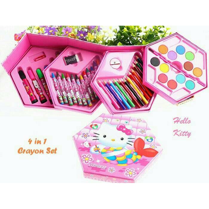

me223 4in1 Crayon Set HELLO KITY &#40-1 Set isi 46Pcs&#41-