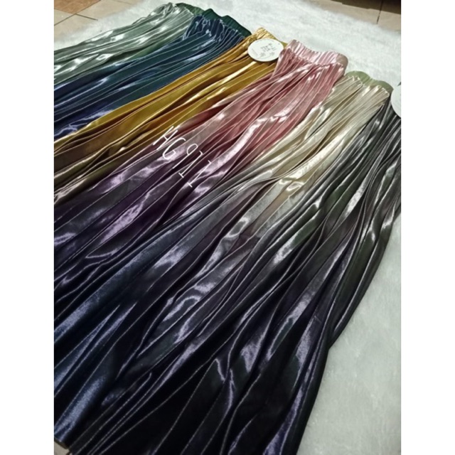 ( Bisa COD ) Rok Bludru velvet Super Gradasi/motif zigzag import Korea(panjang 90cm)-5