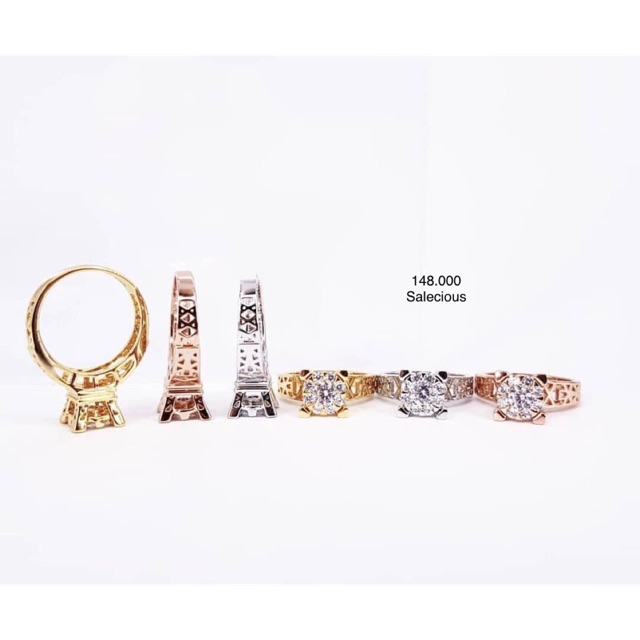 Cincin perhiasan Lapis emas luxury dengan zircon italy asli
