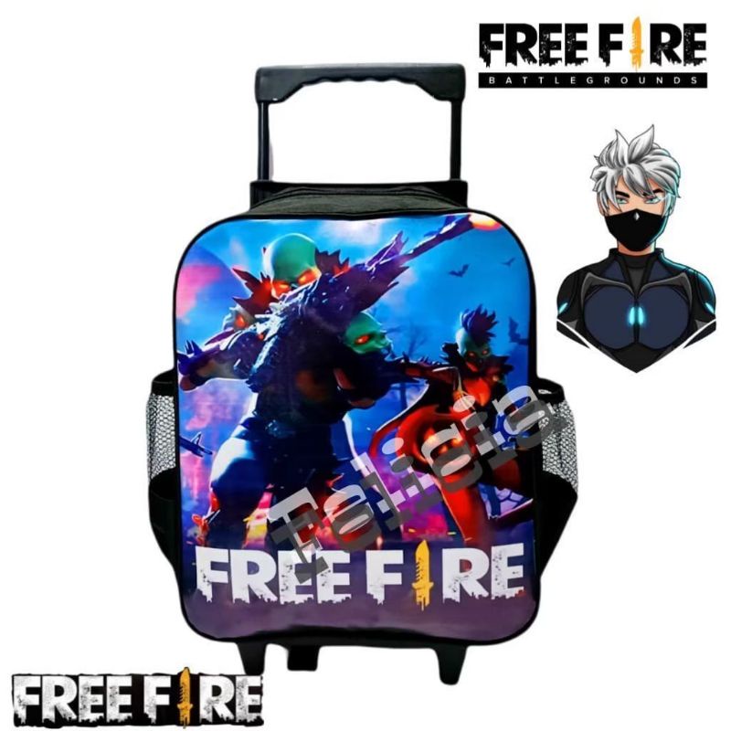 Tas Ransel Troli Anak Motif FREE FIRE/ BOBOIBOY/ Tas Ransel Anak Laki-laki Troli Dorong/Tas Sekolah anak