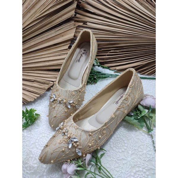 flatshoes rafaizoutfit sepatu wanita tanpa hak zelia gold