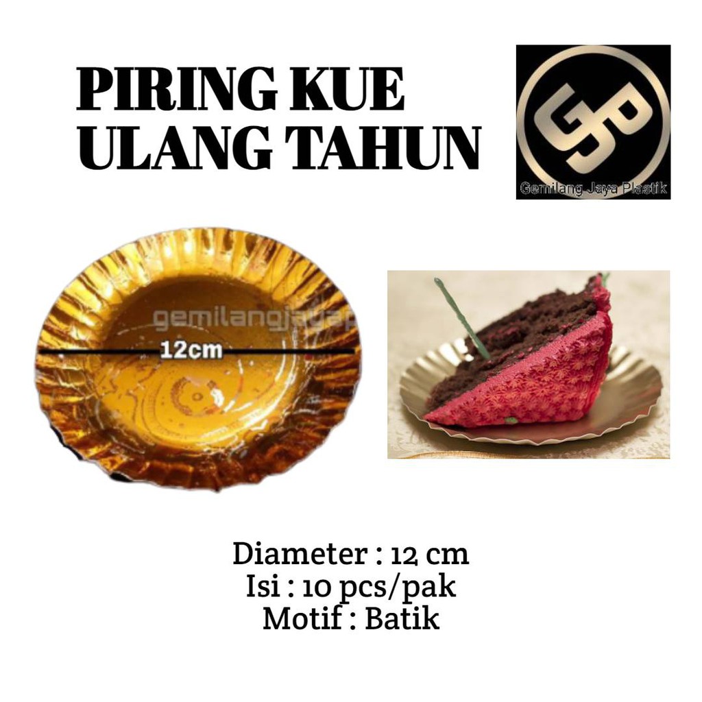 Piring kue kertas / paper plate / piring ultah kertas gold