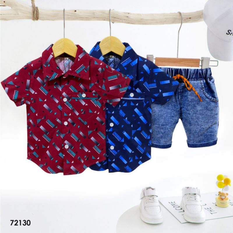 grosir aison 3pcs set kemeja jeans 72129