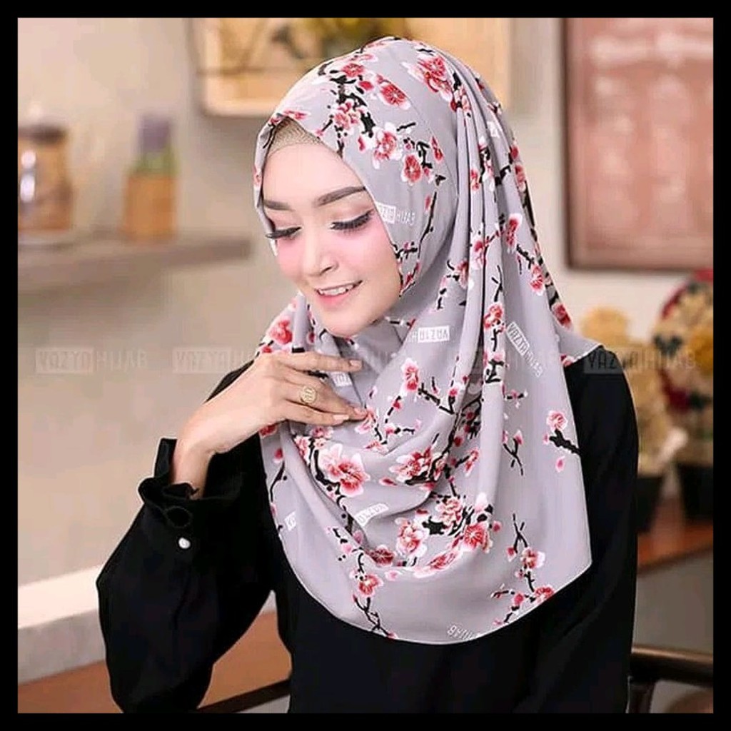 ✅ Sala Sakura Pashtan By Vazya Hijab Pastan Blooming Sakura Jilbab Pashmina Instan Bubbleprint Black-1