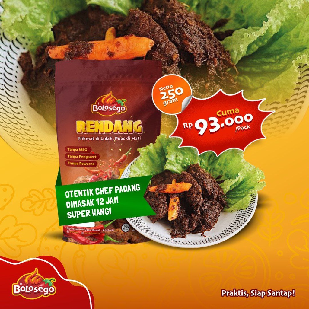 

READY STOK BOLOSEGO Rendang Padang Premium Bergaransi