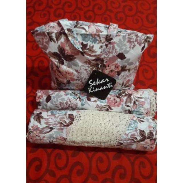 Mukena katun jepang original renda lebar