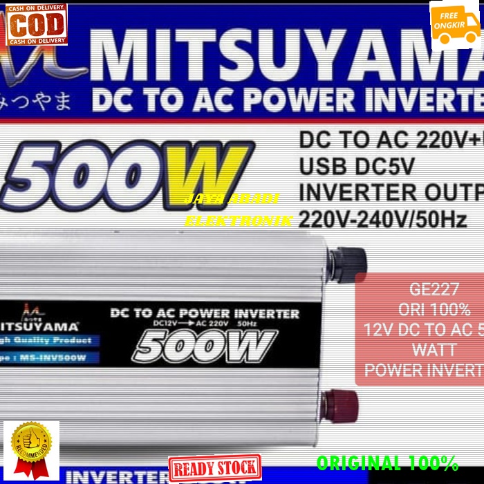 G227 ORIGINAL ADAPTOR MOBIL POWER INVERTER 12V DC AC 500 WAT WATT W 5V USB AKI ACCU CAR LISTRIK SETR