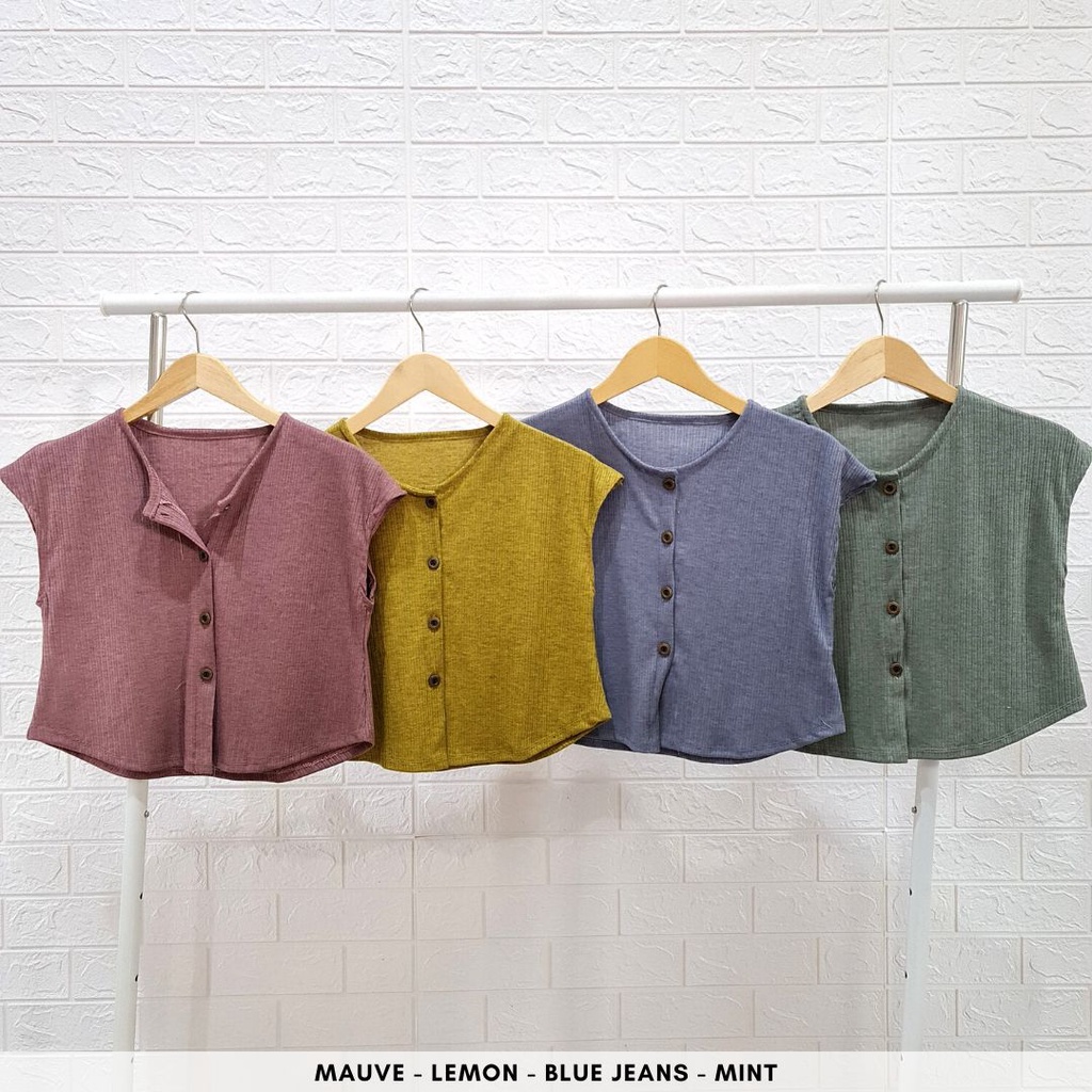 4384 kaltya button knit one set rok polos knit stelan wanita bodycon busui friendly 4401