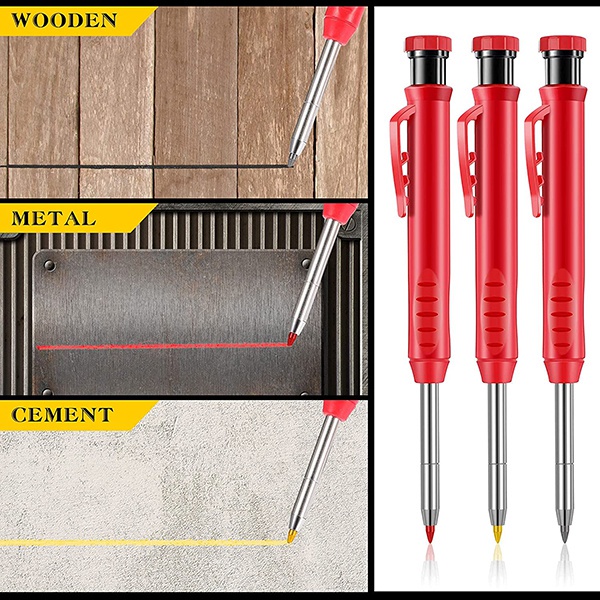 Solid Carpenter Pencil Set Woodworking Mechanical Pencils Built-in Sharpener Deep Hole Mechanical Marker Woodworking Architects Draft Drawing