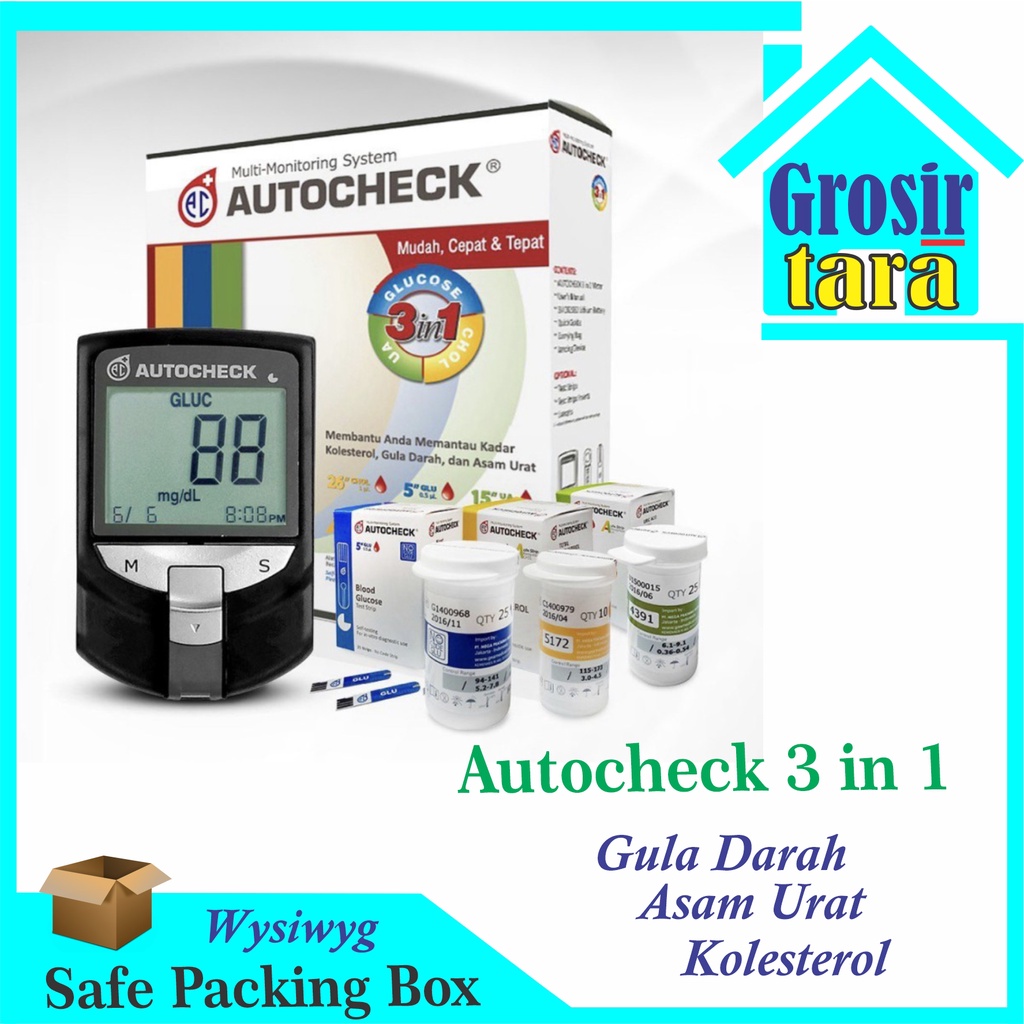 AUTOCHECK GCU 3in1 Alat Tes Alat cek Gula Darah Auto Check 3 in 1