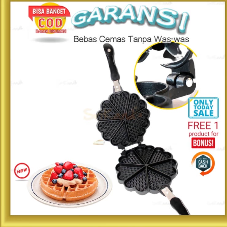 Cetakan Kue Waffle Maker NUPON Teflon Anti Lengket Loyang Kue Wafel Bentuk Hati