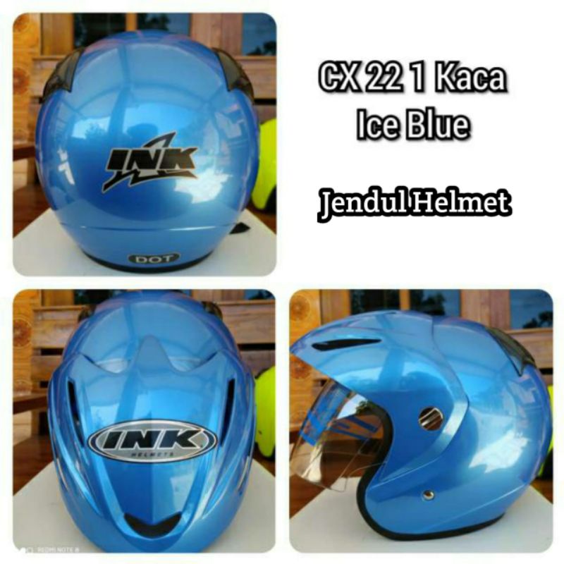 HELM INK cx22 (PACKING KARDUS DAN SARUNG HELM)-Ice blue