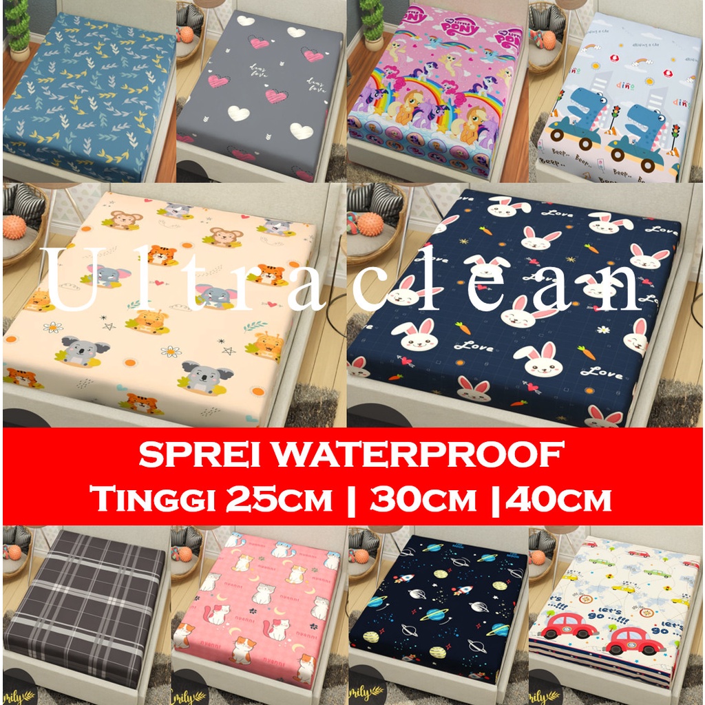 Sprei WATERPROOF Anti Air Ompol Debu Tinggi 20 Tinggi 25 Tinggi 30 Tinggi 40 Tinggi 45 50 Free KARET ANTI GESER Ukuran Size NO1/NO2/NO3 180x200 160x200 120x200 90x200 200x200 140x200 100x200