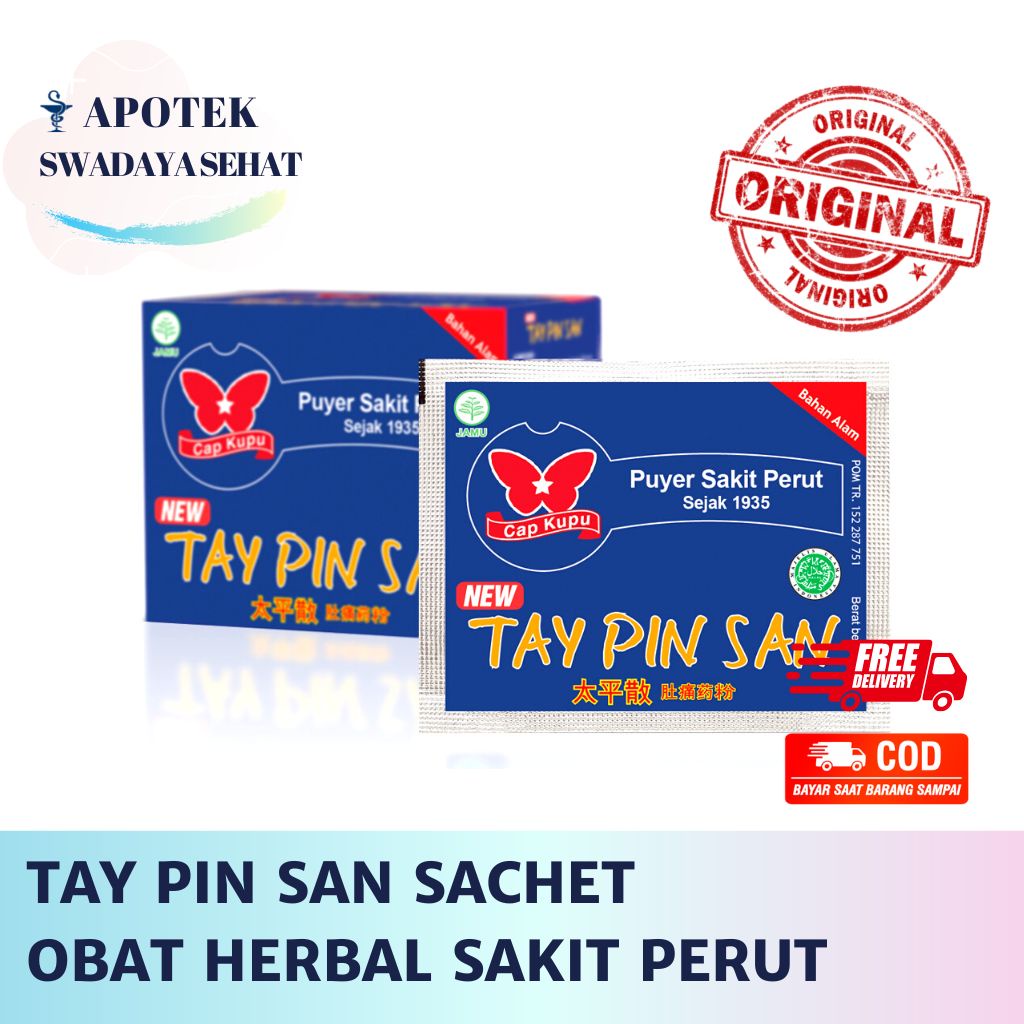 TAY PIN SAN Sachet - Puyer Sakit Perut Cap Kupu Herbal Nyeri Perut Taypinsan Serbuk