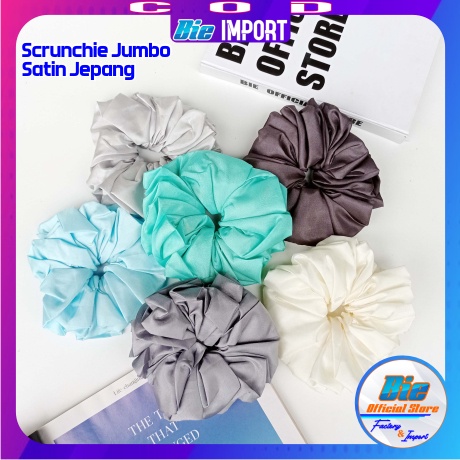 Scrunchie Satin Silk Jepang Size Jumbo / Ikat Rambut Satin Jepang