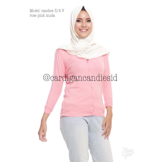 Cardigan candies lengan sesiku 3 4 V Shopee Indonesia