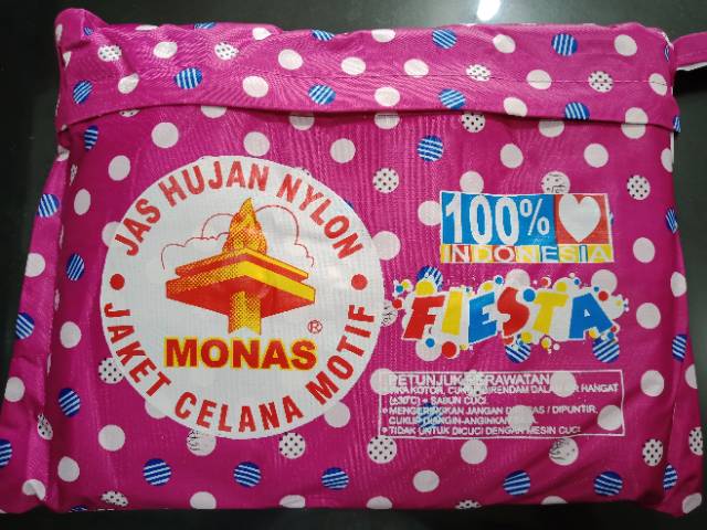 Jas Hujan Polkadot Nylon Parasut Fiesta Monas / Jas Hujan Wanita / Jas Hujan Motif Bagus Laris Laku