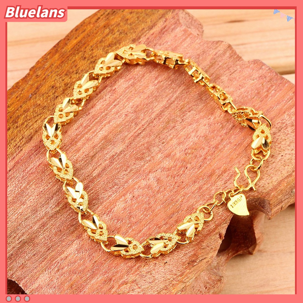 Gelang Rantai Liontin Hati Warna Emas Untuk Wanita