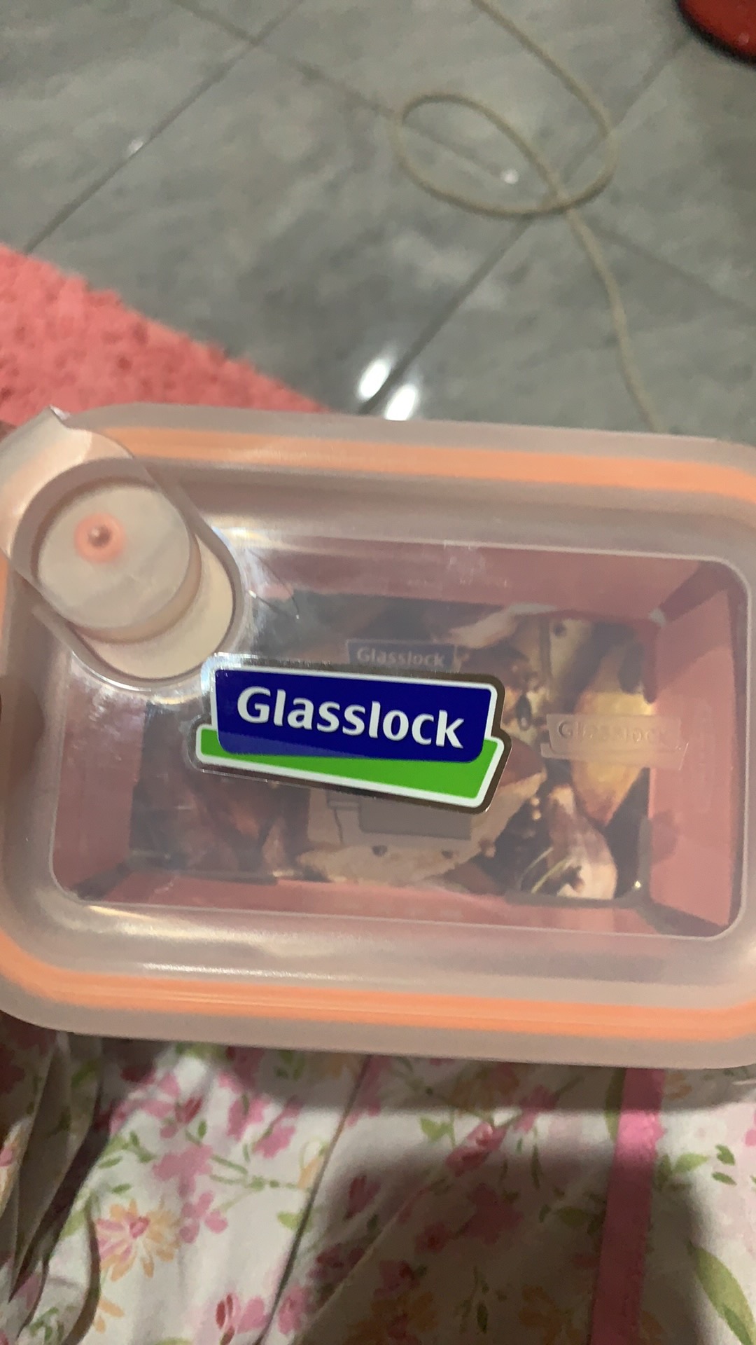 Tempat Makan 480 Ml Glasslock Oven Safe Wadah Makanan Aircap Lunch Box - Oranye