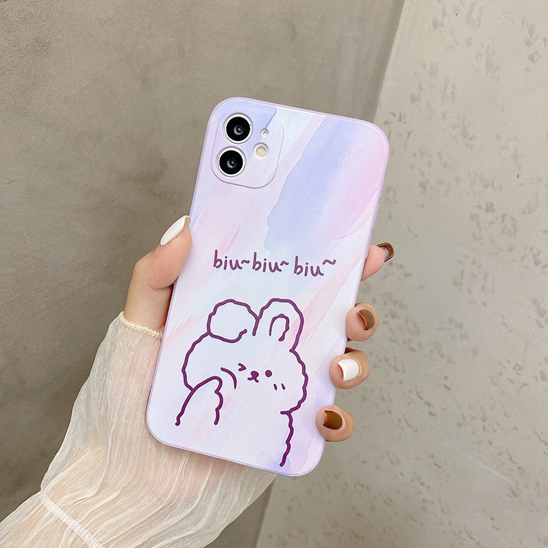 Cube Frosted Silicone Case iPhone 6S 7 8 Plus XR XS Max ipHone 11 12 13 Pro Max Casing Cute Xiaomi Redmi 9A 9T nOTE 8 9 10 Pro Cartoon Back Cartoon Bear Protect Case Girl Fashion