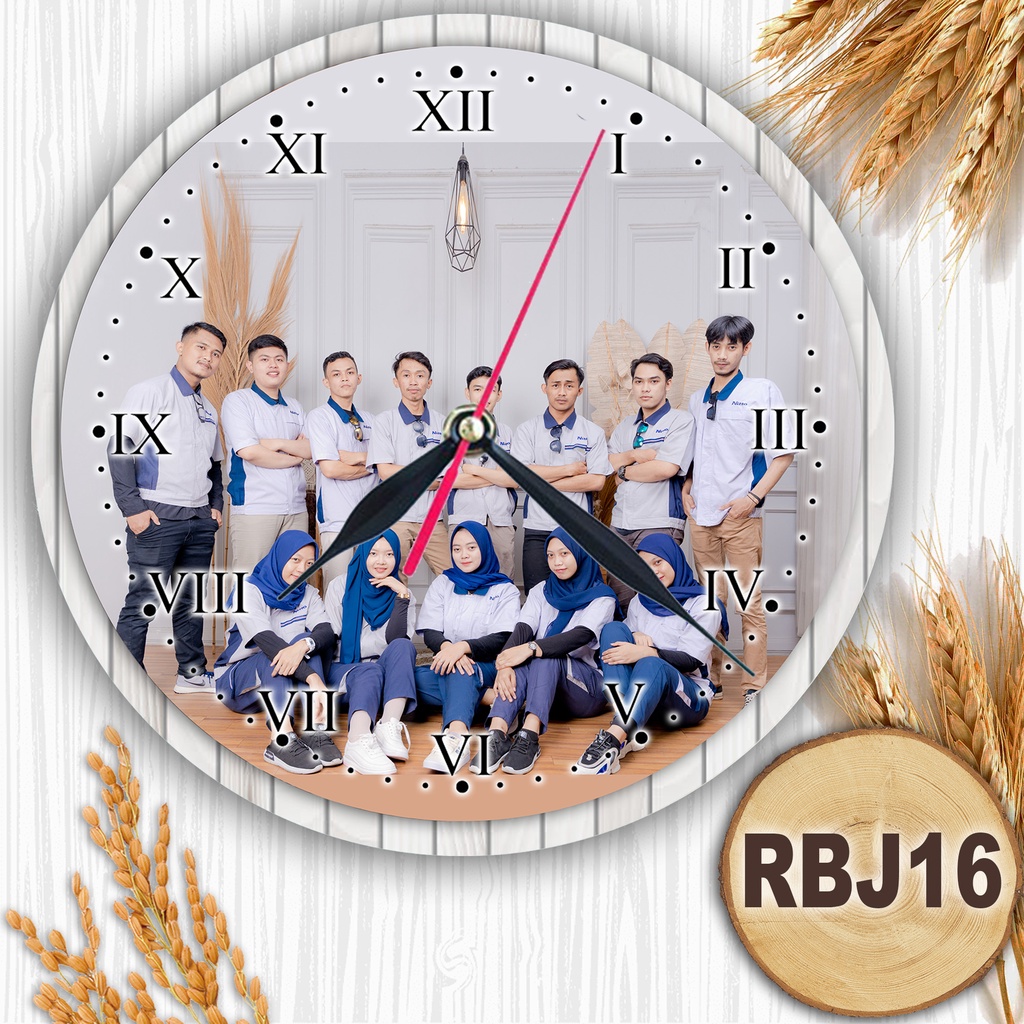 JAM DINDING KAYU CUSTOM NAMA FOTO HADIAH PERNIKAHAN UNIK KADO NIKAH NIKAHAN WEDDING ULANG TAHUN LUCU-RBJ16