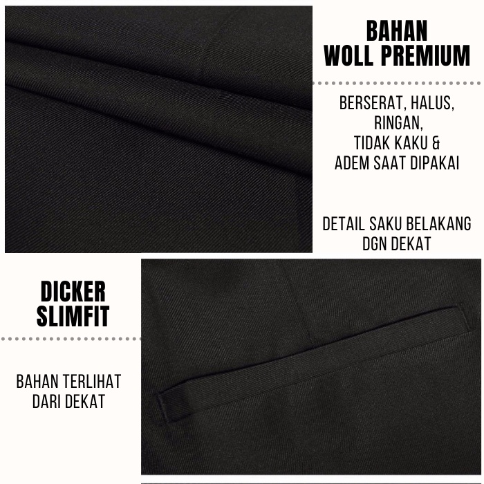 CELANA KERJA | KANTOR | PANJANG | FORMAL | BAHAN | PRIA SLIM FIT BAHAN WOOL MURAH