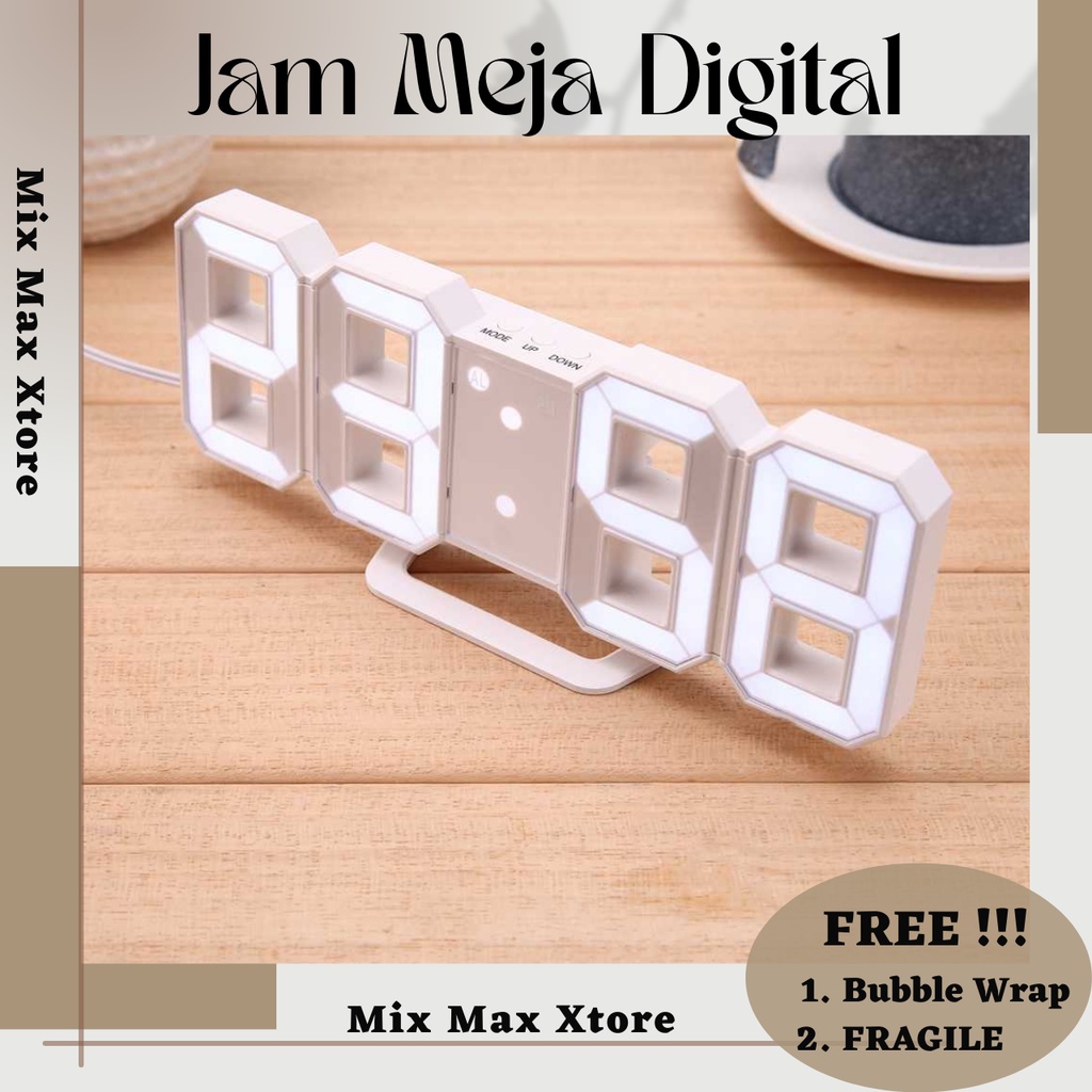 Moseko Jam Meja LED Digital Clock - White