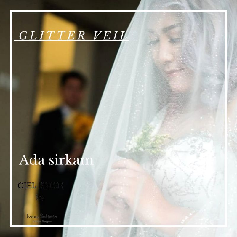 shoulder length wedding veil kerudung pengantin glitter