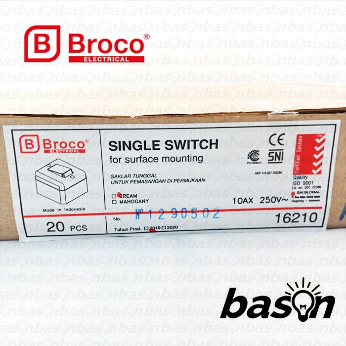 BROCO 16210 New Gee Single Switch Outbow - Saklar Tunggal