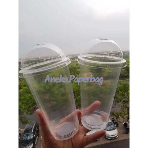 Cup PP 22oz Polycup / Gelas Plastik PP 22oz + Tutup DOME Best Seller