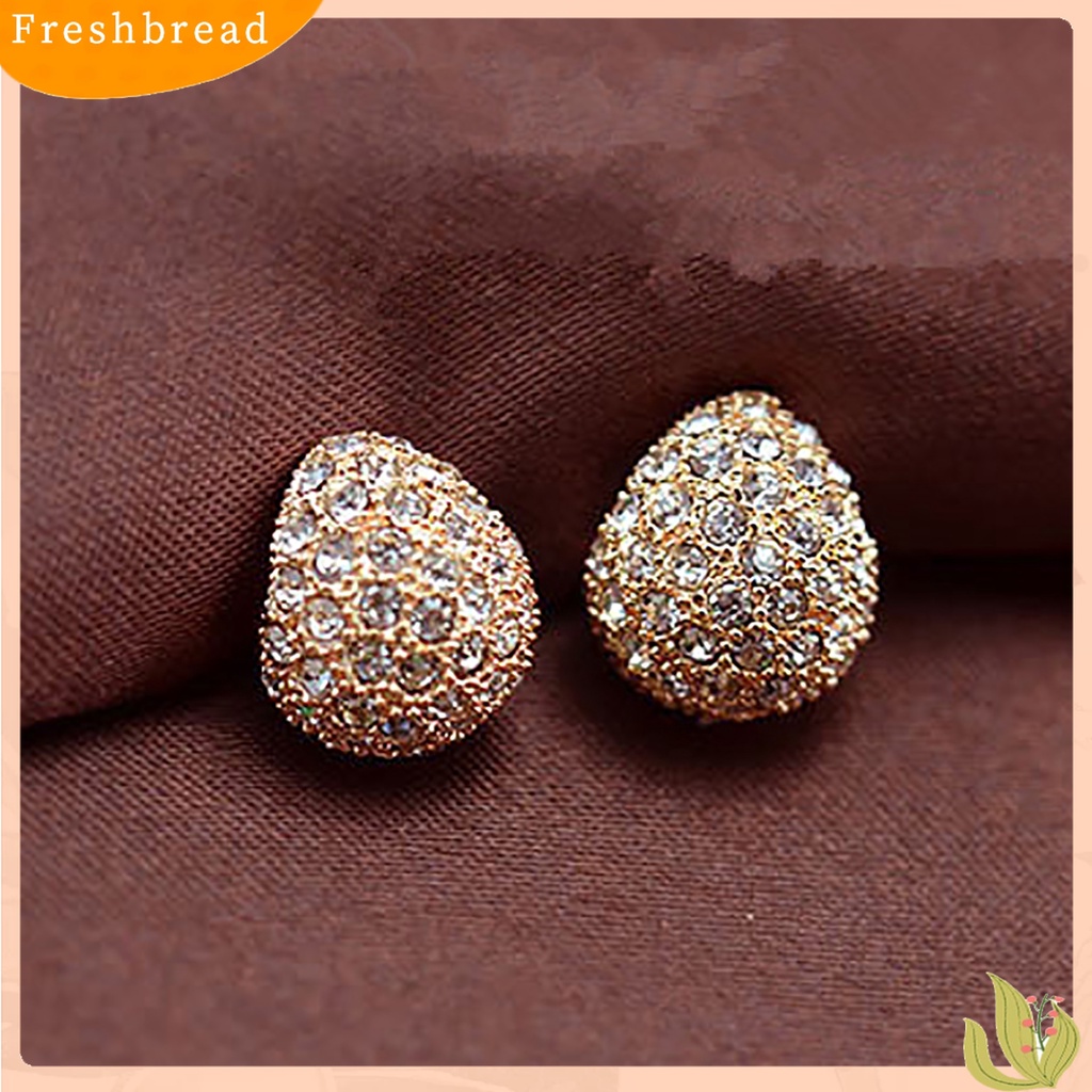[Fresh] Anting Stud Bentuk Bulan Sabit Gaya Korea dengan Berlian Imitasi