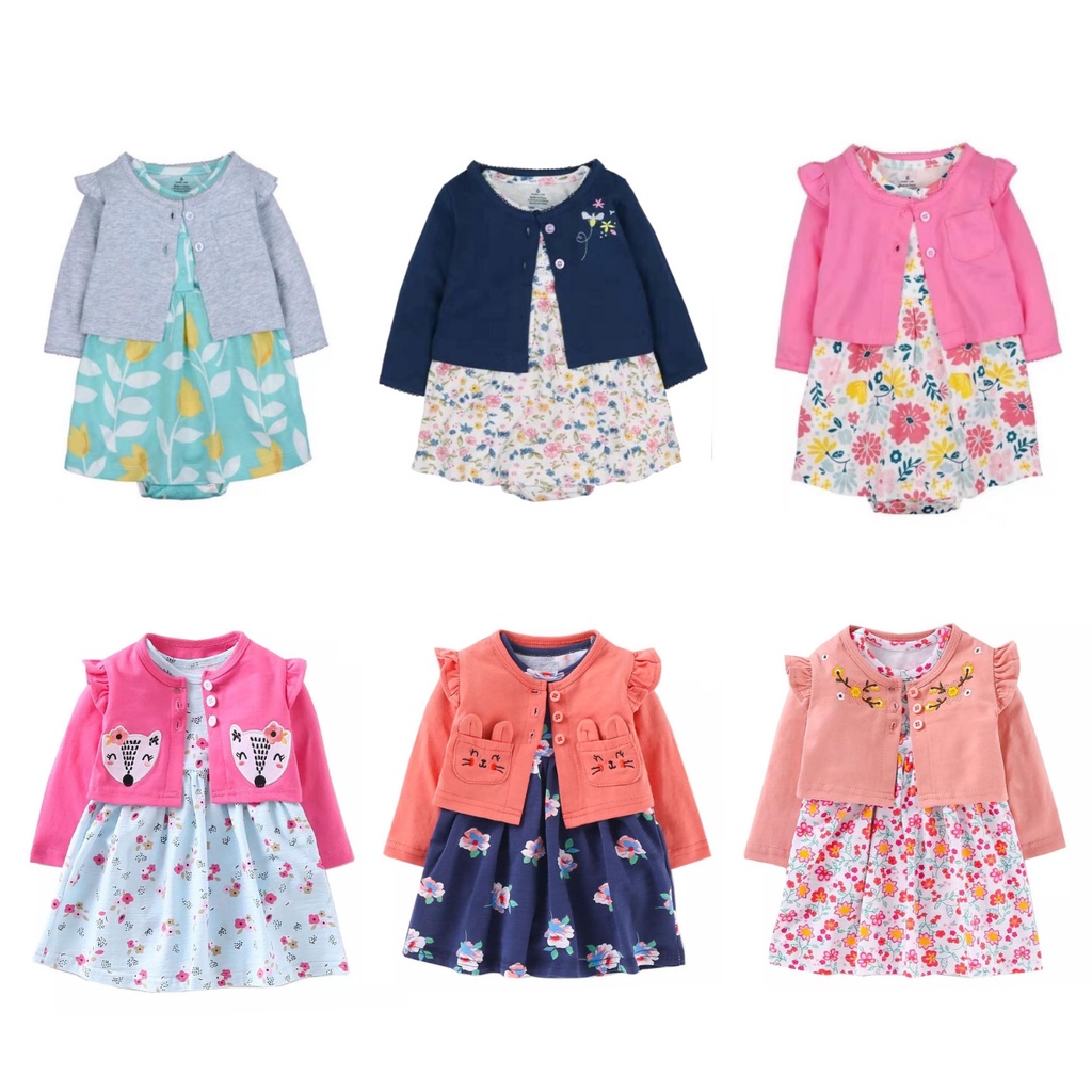 Catell Love 2 In 1 Dress Jumper Cardigan Set Baju Bayi Perempuan