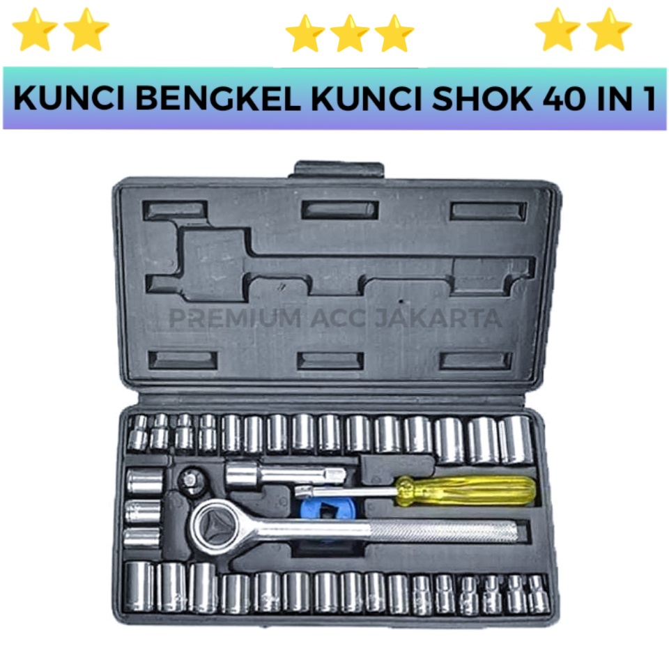 [ Aiwa ] Kunci Pas 40in1 / Konci Shock Sok 40pcs Alat Bengkel Set