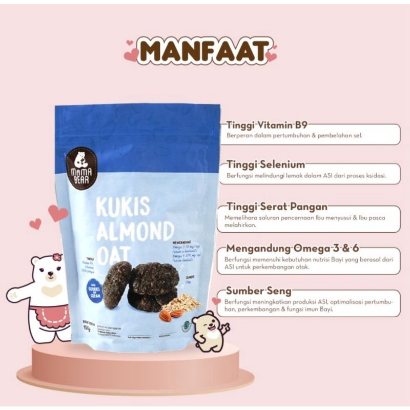 MamaBear Kukis Almond Oat - Booster ASI Pelancar ASI MamaBear Cookies