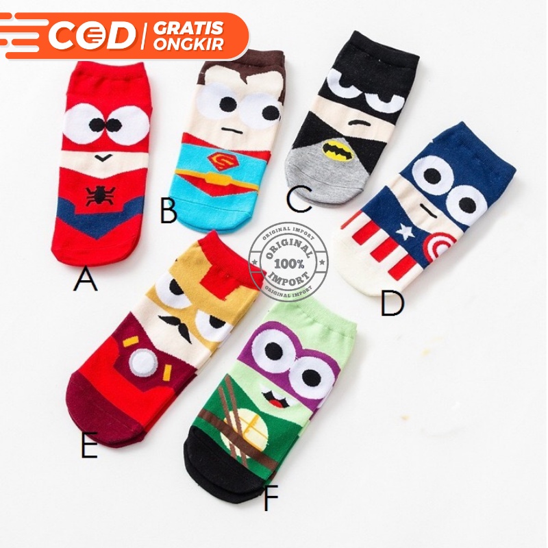 GLORYKIDZ Kaos kaki anak Laki laki perempuan Motif Superhero Kaus kaki pendek SC1913