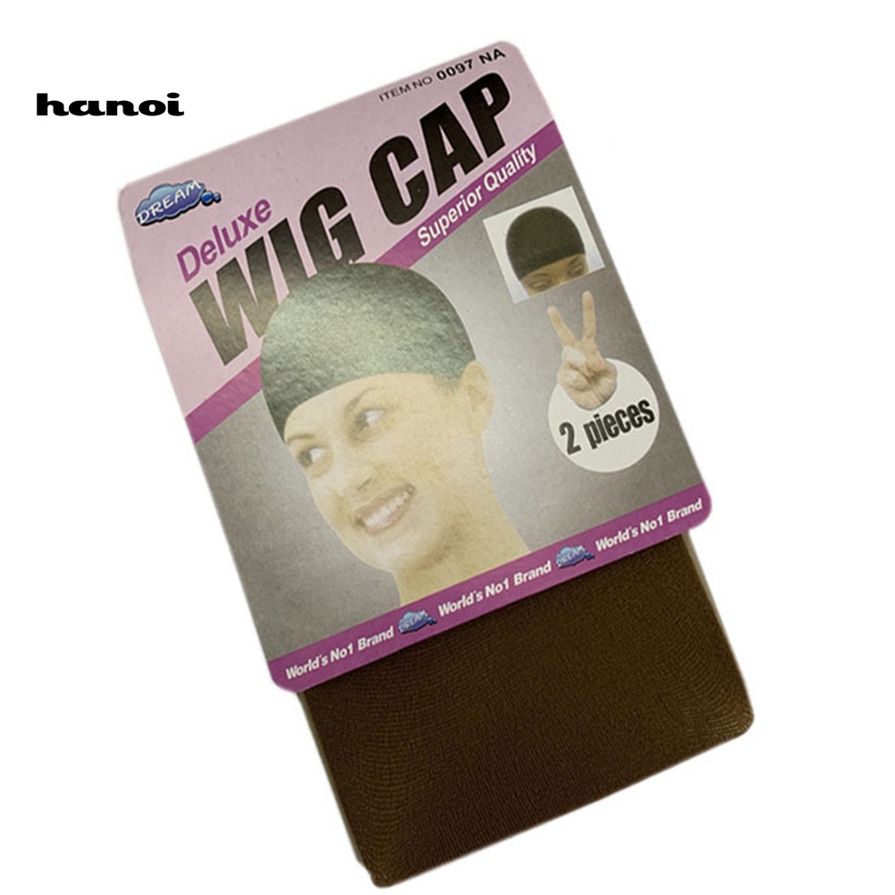 Han_ 2Pcs / Set Topi Stocking Jaring Mesh Elastis Untuk Wig / Rambut Palsu Wanita