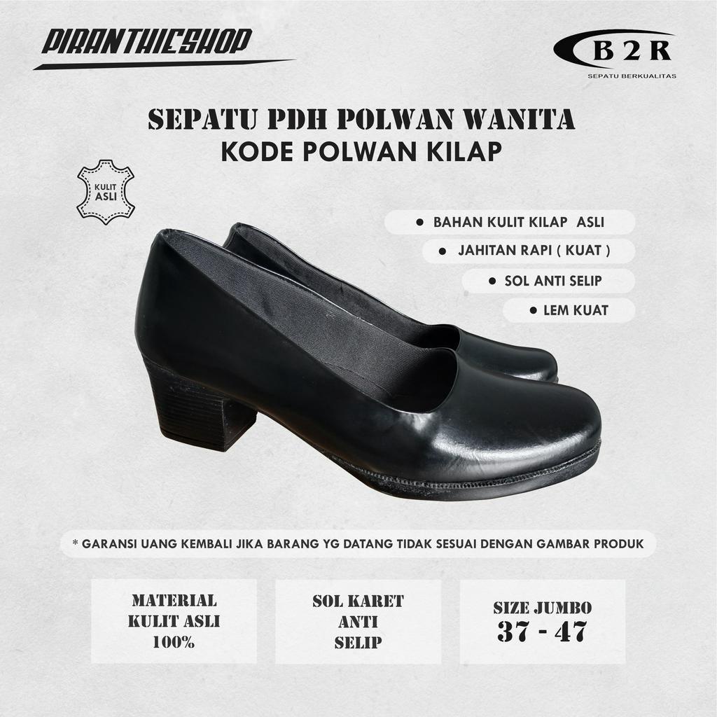 Sepatu PDH Wanita Kulit Kilap Asli Kode Polwan Kilap