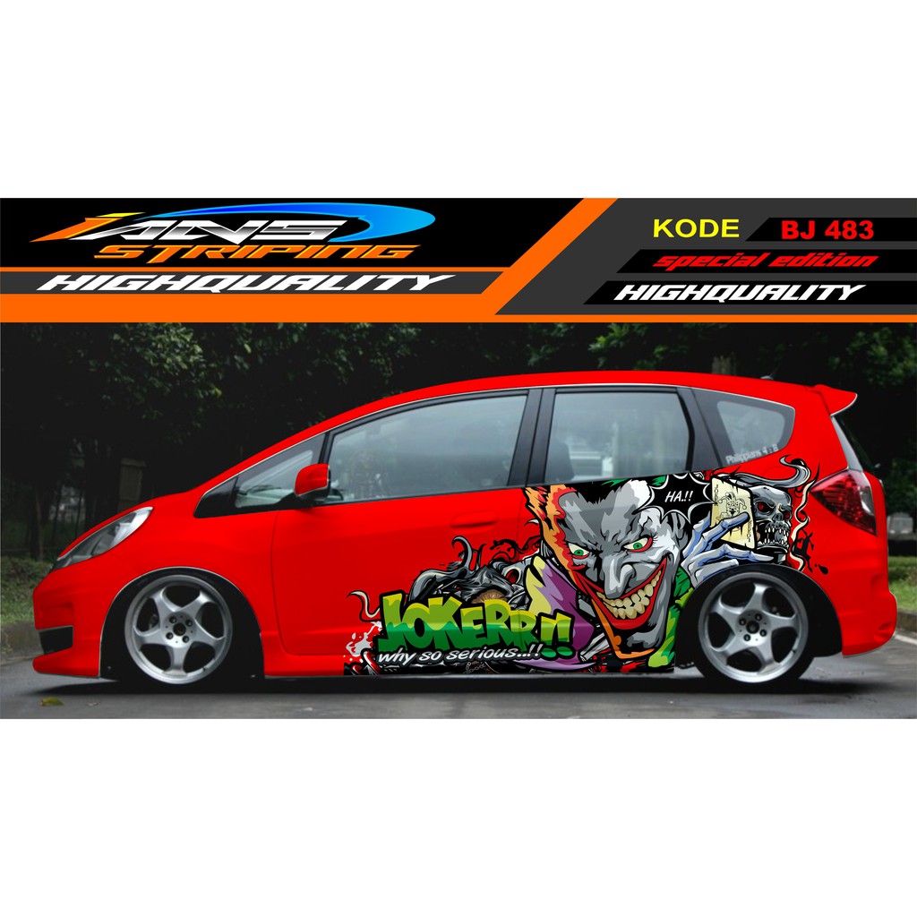 STICKER DECAL MOBIL JAZZ, BRIO, AGYA, AVANZA, SIGRA / VARIASI STIKER MOBIL JOKER / STIKER MOBIL