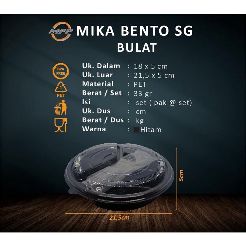 Mika Bento Bulat kemasan makanan  isi 10pcs tanpa sendok