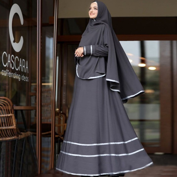 Dress Gamis Syari Set + Khimar Khalila - Baju Gamis Muslim Wanita