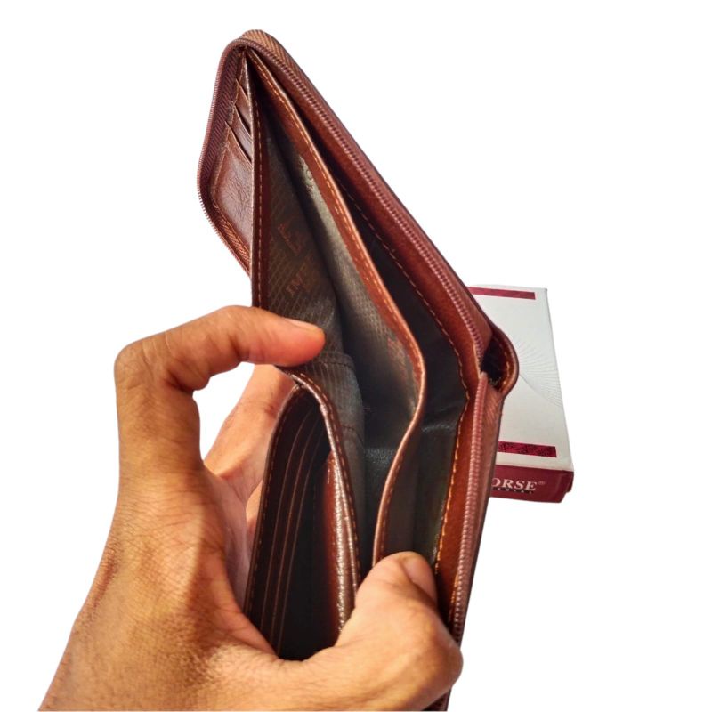 Dompet Kulit Resleting koin 100% kulit sapi asli