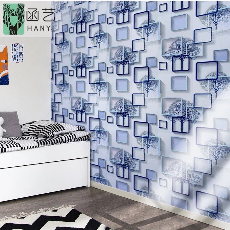 Wallpaper Dinding / Wallpaper Sticker Kotak Biru