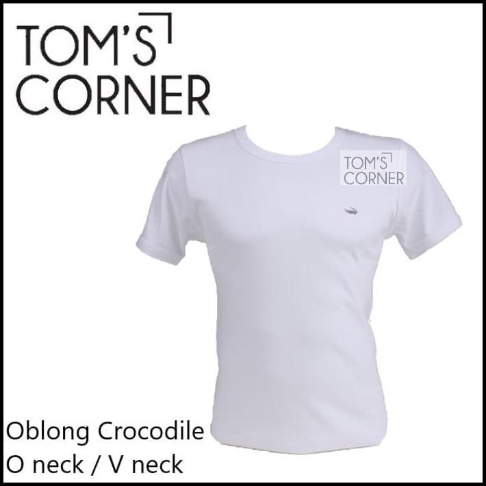 MURAH MERIAH KAOS DALAM CROCODILE | KAOS OBLONG PRIA PUTIH | O NECK V NECK - PUTIH, L - V NECK 817
