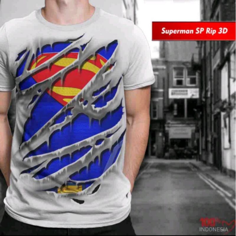 BAJU PRINT 3D KAOS PRIA/WANITA SUPERMAN SP RIP 3D